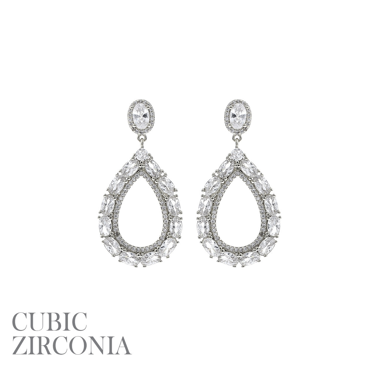 CZ Oval Shape Teardrop Ear Ring