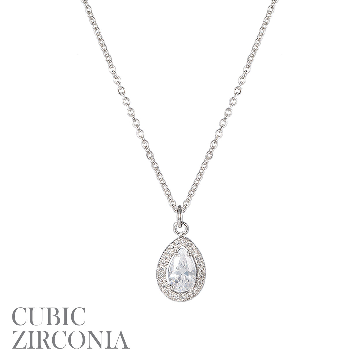 CZ  5x8mm Pear Shape Necklace